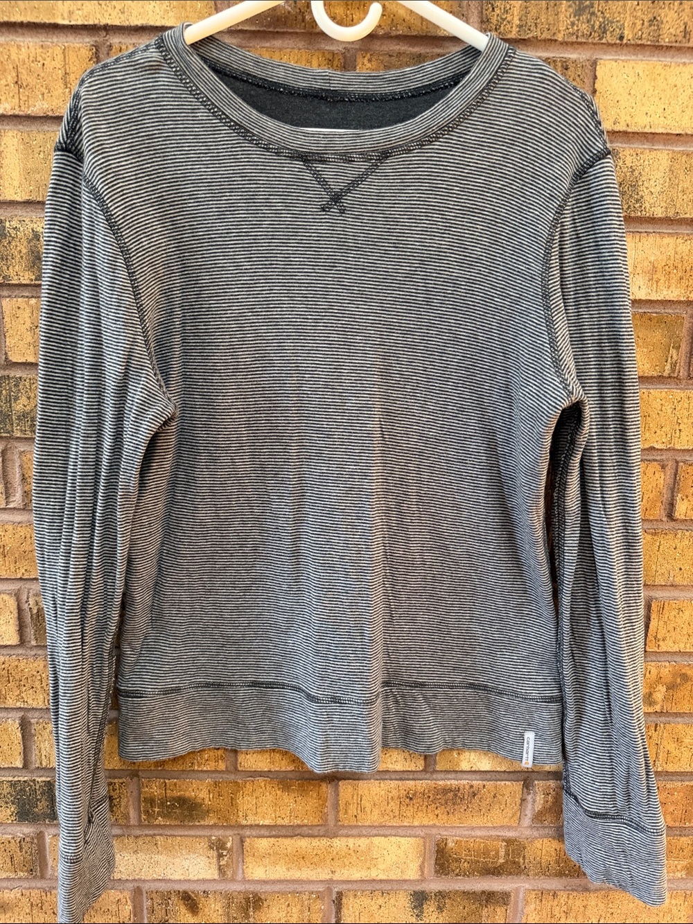 Carhartt Women's Black and White Striped Crewneck Sweater
